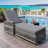 SOFTSEA Patio Rattan Chaise Lounge Chair, Outdoor Wicker Chaise Lounge with 4-Position Adjustable Backrest - Photo 1