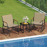 Tangkula 3 Piece Patio Bistro Glider Set, 2 Rocking Chairs w/Tempered Glass Side Table - Photo 4