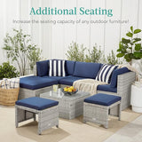 Best Choice Products Set of 2 Wicker Ottomans, Multipurpose Outdoor Furniture for Patio, Backyard, Additional Seating - Photo 3