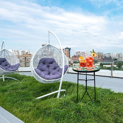 Mosaic Bird Outdoor Side Tea Table, Glass Plant Tables Indoor Decorative Metal Patio Table, Valentine's Day Outdoor Tables Unique Furniture - Weather-Resistant Patio Valentine's Day Decor