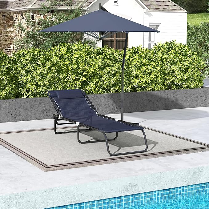 Outsunny Folding Chaise Lounge Chair, Patio Sun Tanning Chair, Outdoor Chaise Lounger with 4-Position Reclining Back - Photo 7