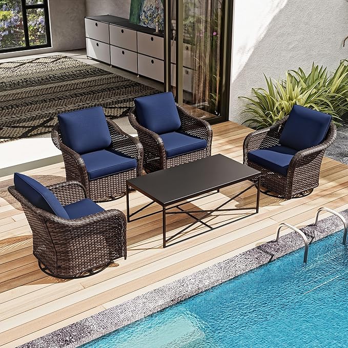 5 Pieces Outdoor Patio Conversation Furniture Set - Photo 1