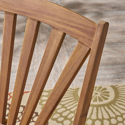 roomfitters Outdoor Wooden Rocking Chair with Slatted Back and Ergonomic Armrests, Classic Curved Base Design, Teak