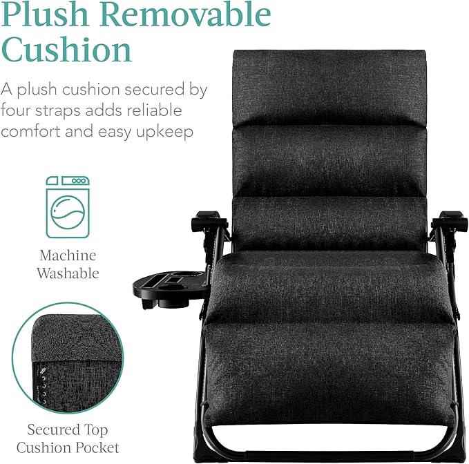 Best Choice Products Oversized Zero Gravity Chair, Folding Outdoor Patio Recliner - Photo 4