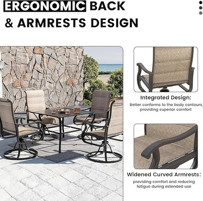 Patio Swivel Chairs Set of 4, Outdoor Dining Chairs with High Back, All-Weather Swivel Rocker Chair for Lawn, Porch or Garden