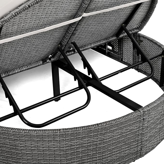 Outdoor Sun Bed Patio 2-Person Daybed with Cushions and Pillows - Photo 6