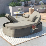 Outdoor Sun Bed Patio 2-Person Daybed with Cushions and Pillows - Photo 2