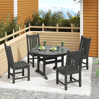 Costaelm Armless Outdoor Chair, Patio Adirondack Chair, HDPE Poly Lumber Waterproof Restaurant Bistro Kitchen Dining Chair for Outside Porch Backyard Garden, Gray