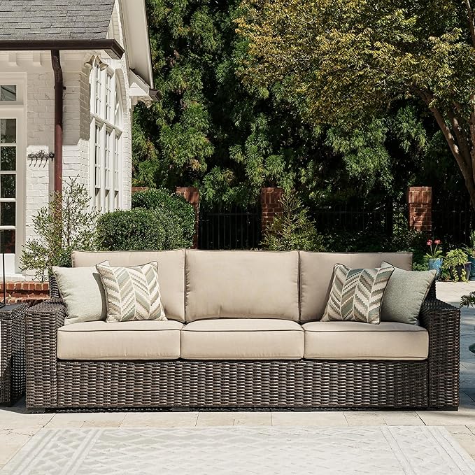 Signature Design by Ashley Coastline Bay Nuvella Weather Resistant Fabric Outdoor Sofa with Cushion and 4 Throw Pillows - Photo 2