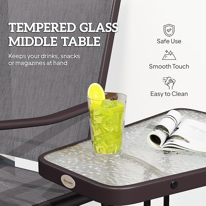 Outsunny Outdoor Glider Chairs with Coffee Table - Photo 7