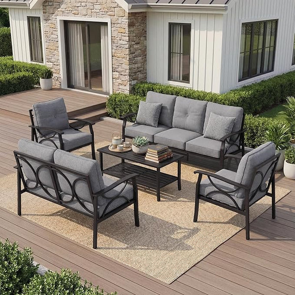 RoyalCraft Outdoor Patio Furniture Set, 7 Seats Outdoor Patio Set with 4" Thick Cushion - Photo 1