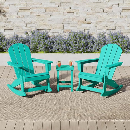 WO WESTIN OUTDOOR HDPE Laguna Outdoor Poly Adirondack Chair with Side Table, Turquoise