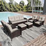 Joyside Wicker Patio Furniture Set, 8 Piece Outdoor Furniture Set with Thickened Cushions, High Back, Deep Seating - Photo 1