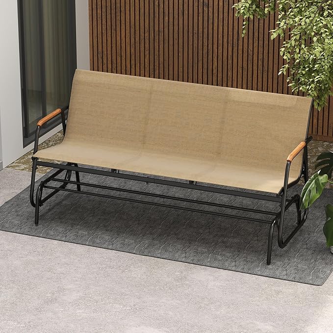 Tangkula 3-Person Outdoor Glider Bench, Patio Gliding Loveseat with Breathable Fabric Seat - Photo 4