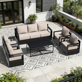 Outdoor Aluminum Furniture Set, 6-Piece Patio Conversation Set, 2 Swivel Chairs, 2 Chairs, 1 Sofa and 1 Table - Photo 2