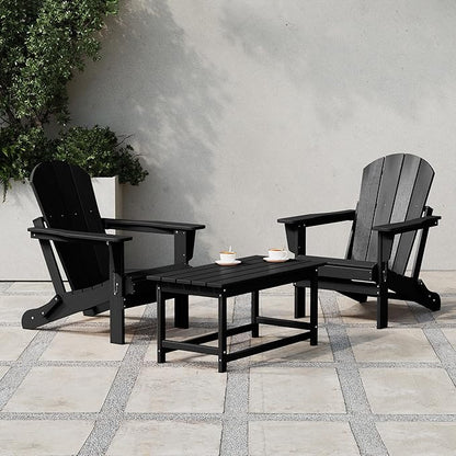 Costaelm Adirondack Conversation Table, HDPE Outdoor Drink Weather Resistant, Outdoor Patio Porch Accent Balcony Table for Pool, Seaside, Backyard, Black