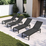 Chaise Lounge Chair, Set of 4 Outdoor Recliner Lounge Chair Sun Loungers - Photo 1