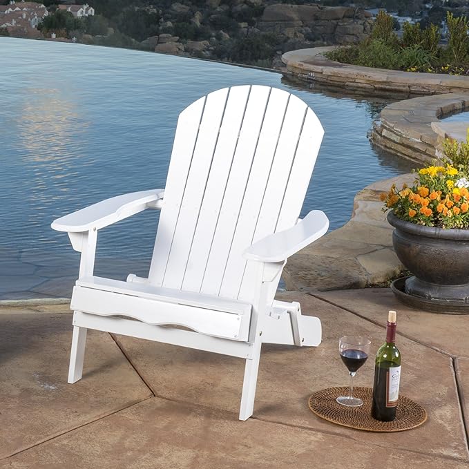 Malibu Adirondack Chair,Patio Seating,Acacia Wood,White-91