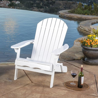 Malibu Adirondack Chair,Patio Seating,Acacia Wood,White-91