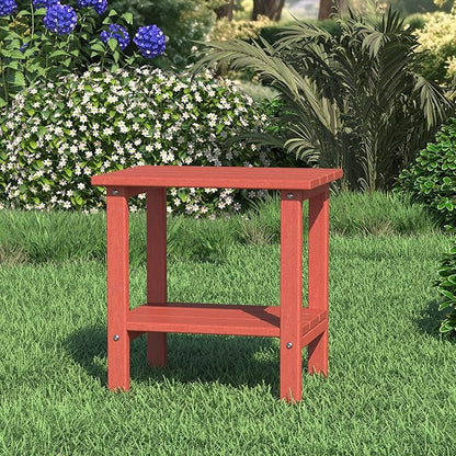 Outdoor Side Table, 2-Tier Small Outdoor Table for Patio, Adirondack Side Tables for Outside or Indoor, Patio End Table for Pool, Porch, Weather Resistant Easy Maintenance-Red