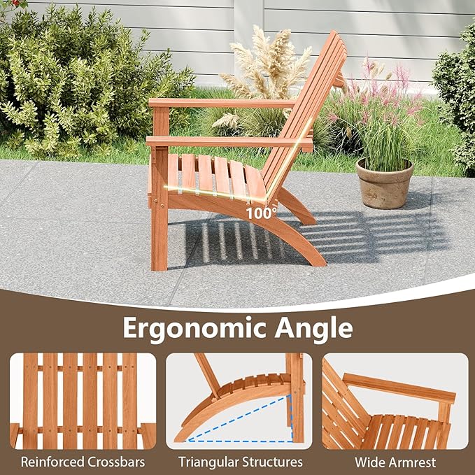 DORTALA Adirondack Chair, Acacia Wood Fire Pit Chair with Backrest and Armrests, 400 LBS Weight Capacity - Photo 5