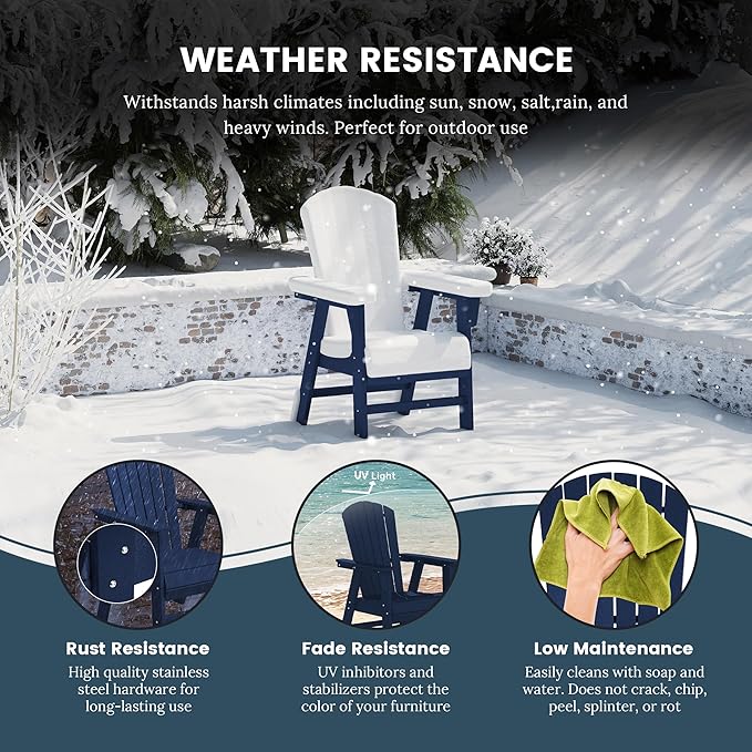 WO WESTIN OUTDOOR HDPE Altura Adirondack Dining Chair,Navy Blue