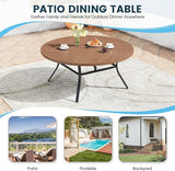 Patio Dining Table for 8-10, Round Metal Outdoor Table with Storage Shelf, 1.57" Umbrella Hole - Photo 6