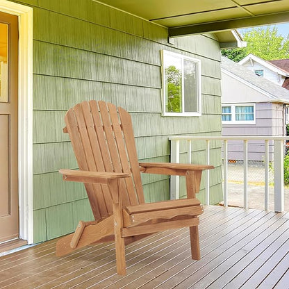 Wooden Folding Adirondack Chair Set of 2, Half Pre-Assembled Outdoor Wood Patio Lounge Chair for Lawn Backyard Deck Pool Beach Firepit