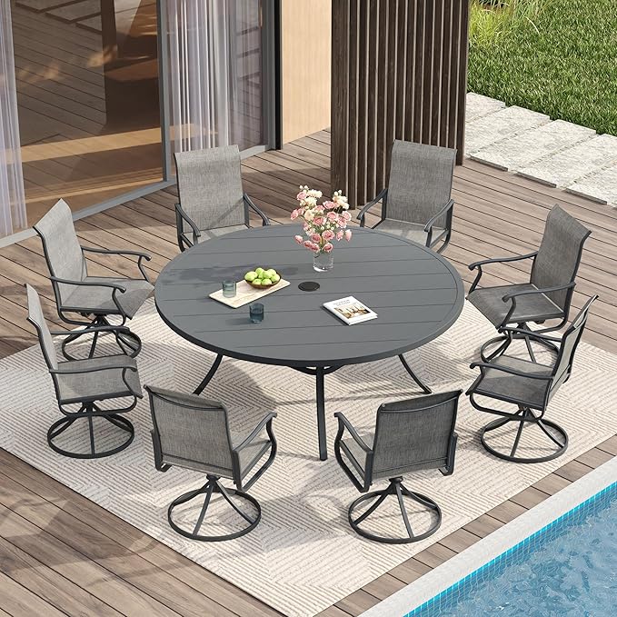 VICLLAX 60" Outdoor Round Patio Table for Lawn Garden - Photo 2