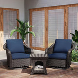 Outdoor Wicker 360 Degree Swivel Glider Rocker Chairs Set of 2 with Cat House Side Table - Photo 1