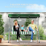 Outsunny 3-Person Porch Swing with Canopy, Patio Swing Chair, Outdoor Canopy Swing Bench with Adjustable Shade - Photo 3