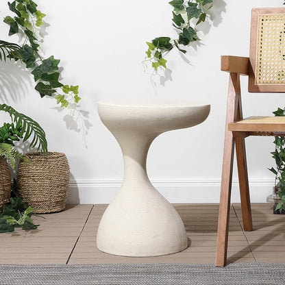 JONATHAN Y TBL1110B Boracay 19.75" Modern Minimalist Indoor/Outdoor Resin Drink Table, Pedestal, Contemporary, Mid-Century, Art Deco, Bohemian, Patio, Garden, Bathroom, Living Room, Cream Terrazzo