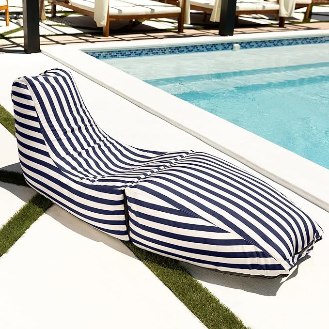 Jaxx Prado Outdoor Chaise Lounge, Navy Stripes