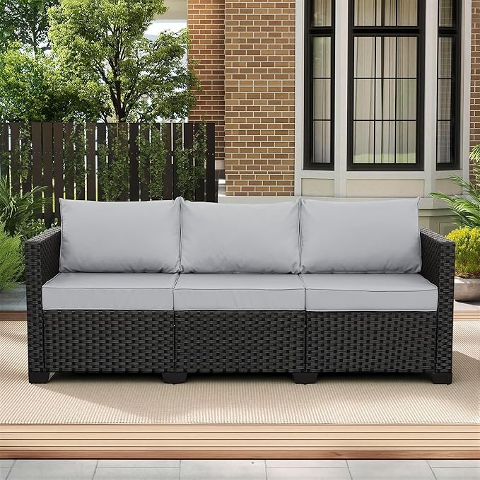 Rattaner Outdoor Furniture Outdoor Couch Patio Furniture 3-seat Sofa Deep Seat High Backrest with Waterproof Cover and - Photo 1
