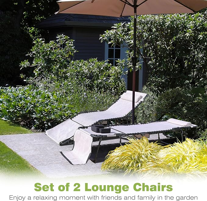 BlueWish 2 Pack Tanning Chair with Face Hole, Outdoor Tanning Chair with 5-Position Adjustable Backrest - Photo 6