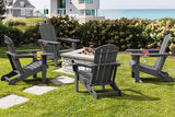 SERWALL Foldable Adirondack Chair Set of 8, Oversized HDPE Adirondack Chair with Wood-Texture-Gray - Photo 9
