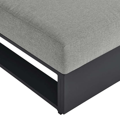 Modway Tahoe Aluminum Armless Patio Gray Modular Weather-Resistant Cushions-Perfect as Club Outdoor Lounge Chair