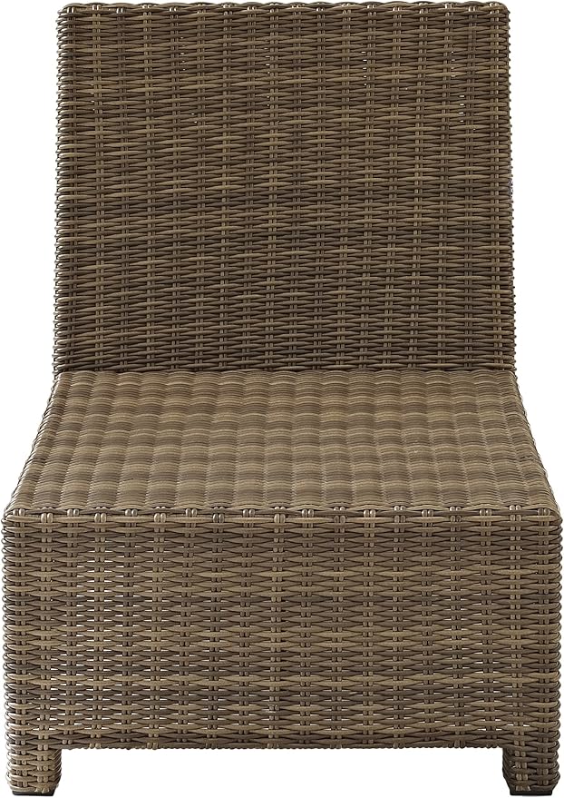 Crosley Furniture Bradenton Armless Outdoor Sectional Chair, Wicker Patio Chairs for Porch, Deck, Backyard, Brown with Sangria Cushions