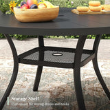 Outdoor Dining Table with Adjustable Umbrella Hole, 40.6" All-Weather Round Patio Dining Table for 4 - Photo 5