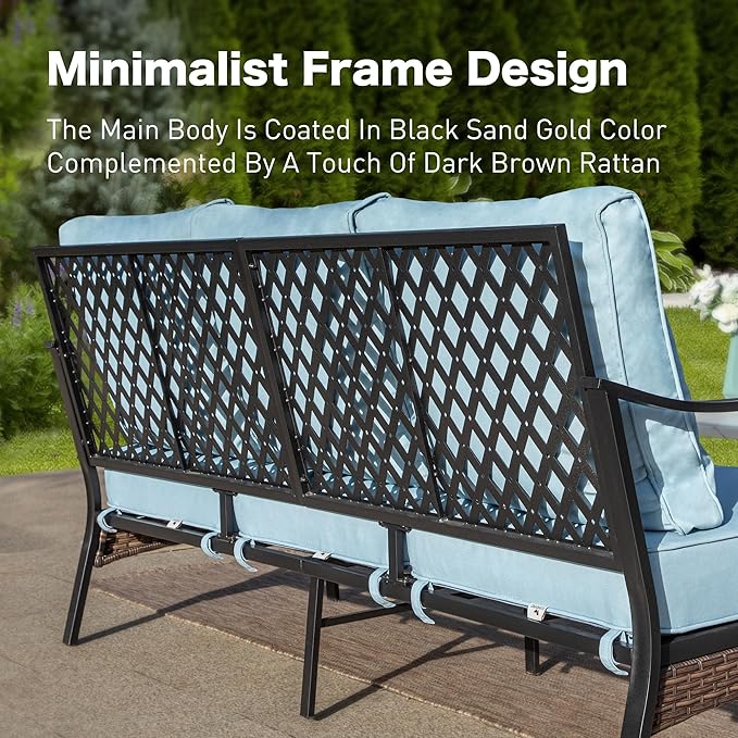 Metal Patio Furniture Sofa with 5.75" Extra Thick Cushion - Photo 6