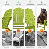 FOOWIN Folding Adirondack Chair Set of 2, HDPE Adirondack Chairs with Cup Holder - Photo 4
