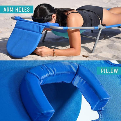 Ostrich Comfort Lounger Face Down Sunbathing Chaise Lounge Beach Chair, (2 Pack)