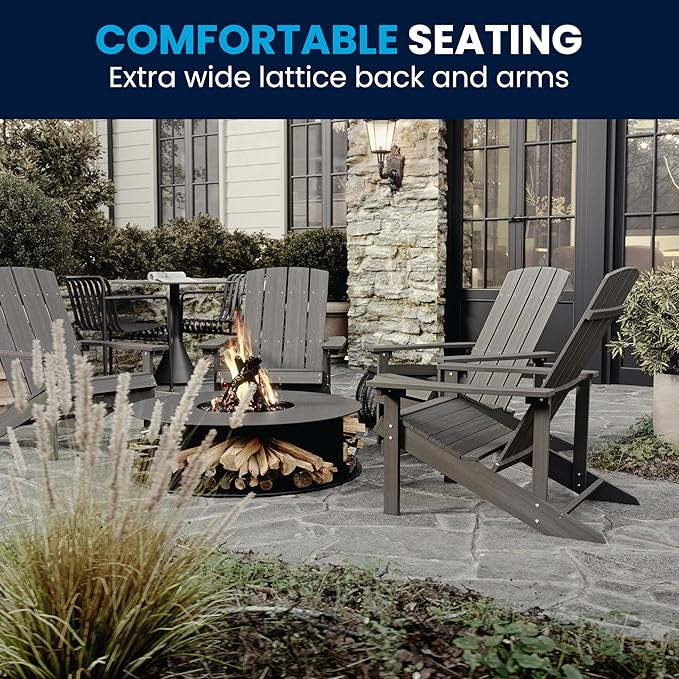 Flash Furniture Charlestown Indoor/Outdoor Faux Wood Adirondack Chair - Photo 8