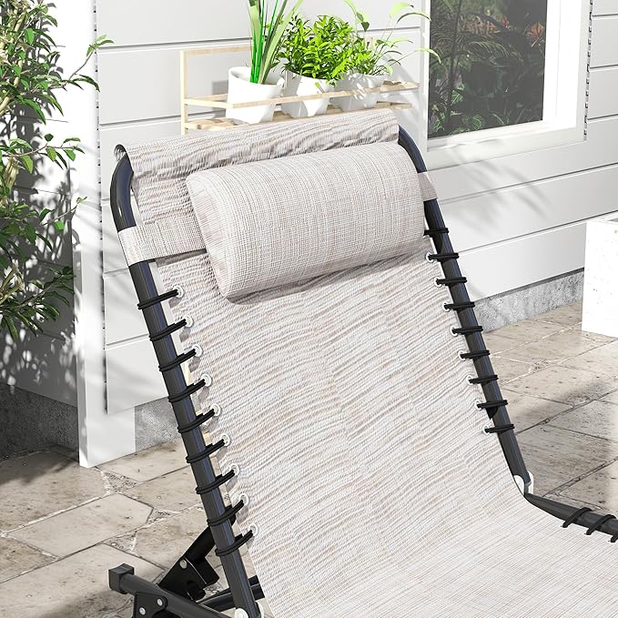Outsunny Folding Chaise Lounge Chair Set of 2, Patio Sun Tanning Chair - Photo 8
