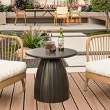 Round Metal Outdoor Patio Side Table, Black Small Patio End Table, Steel Outdoor Accent Table for Garden, Pool, Deck - Photo 8