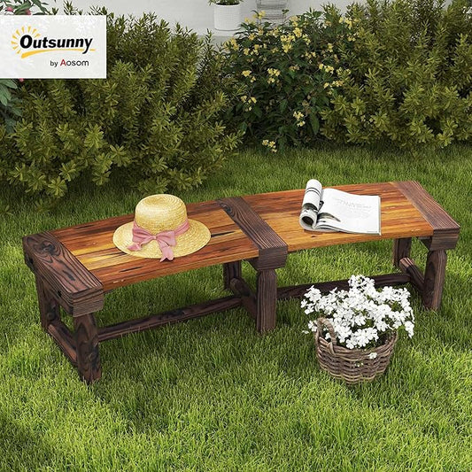 Outsunny Wooden Garden Bench, Semicircular Round Outdoor Tree Bench, Wrap Around Park Bench for Yard, Patio, Deck, Lawn, Brown