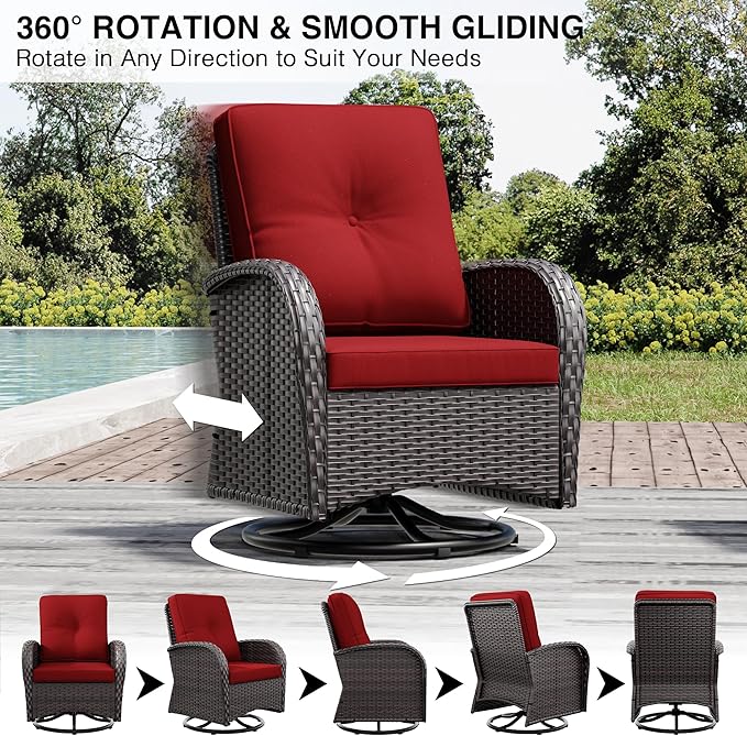 Joyside Wicker Patio Furniture Set, 6 Piece Outdoor Furniture Set with Thickened Cushions, High Back, Deep Seating - Photo 3