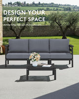 SERWALL HDPE Patio Furniture Set, 4 Pieces Outdoor Sectional Sofa Set - Photo 4
