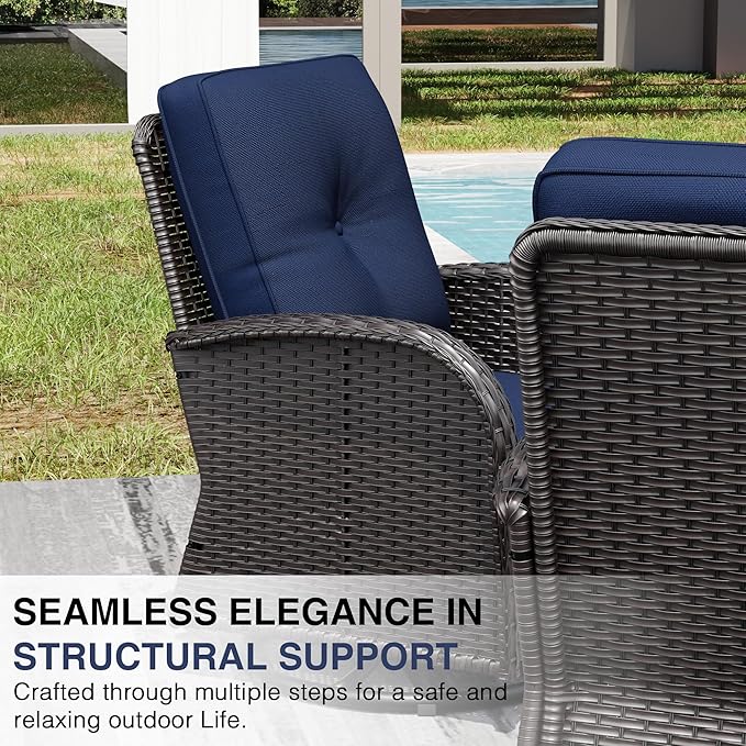 Joyside Wicker Patio Furniture Set, 5 Piece Outdoor Furniture Set with Thickened Cushions, High Back, Deep Seating - Photo 7