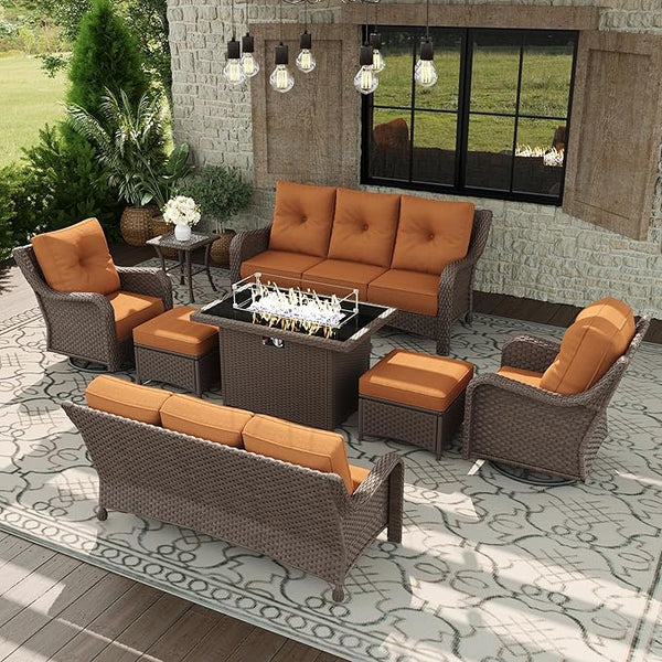 8 Piece Patio Furniture Set with Fire Pit Table - Photo 1